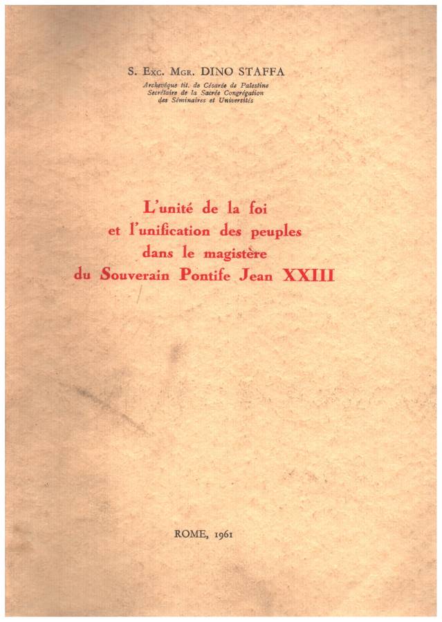 L'unité de la foi et l'unification des peuples dans le …