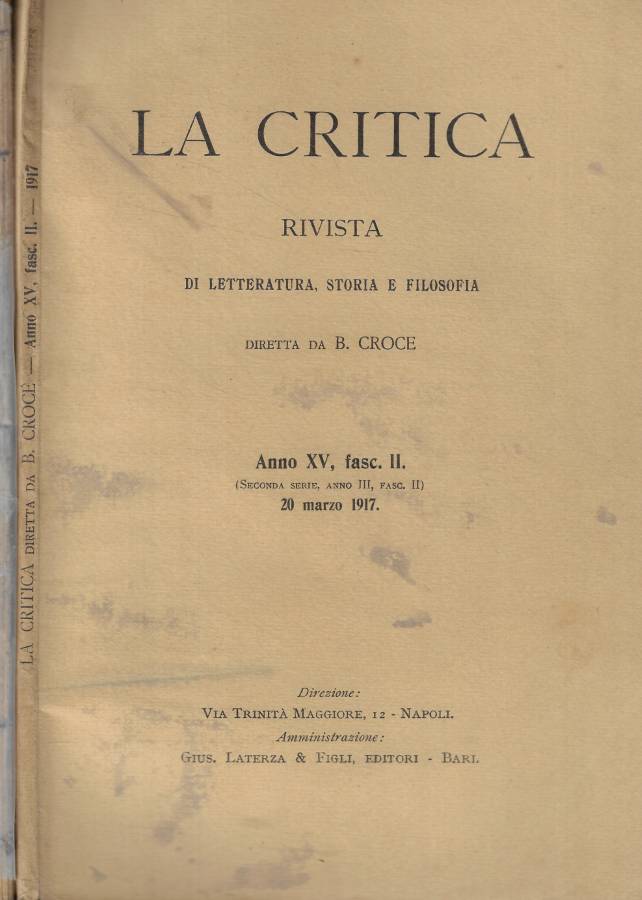 La Critica fasc. II-VI Anno 1917