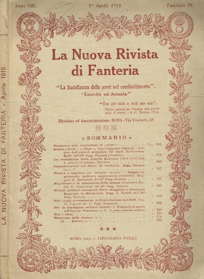 La nuova rivista di fanteria fascicolo IV, anno 1915