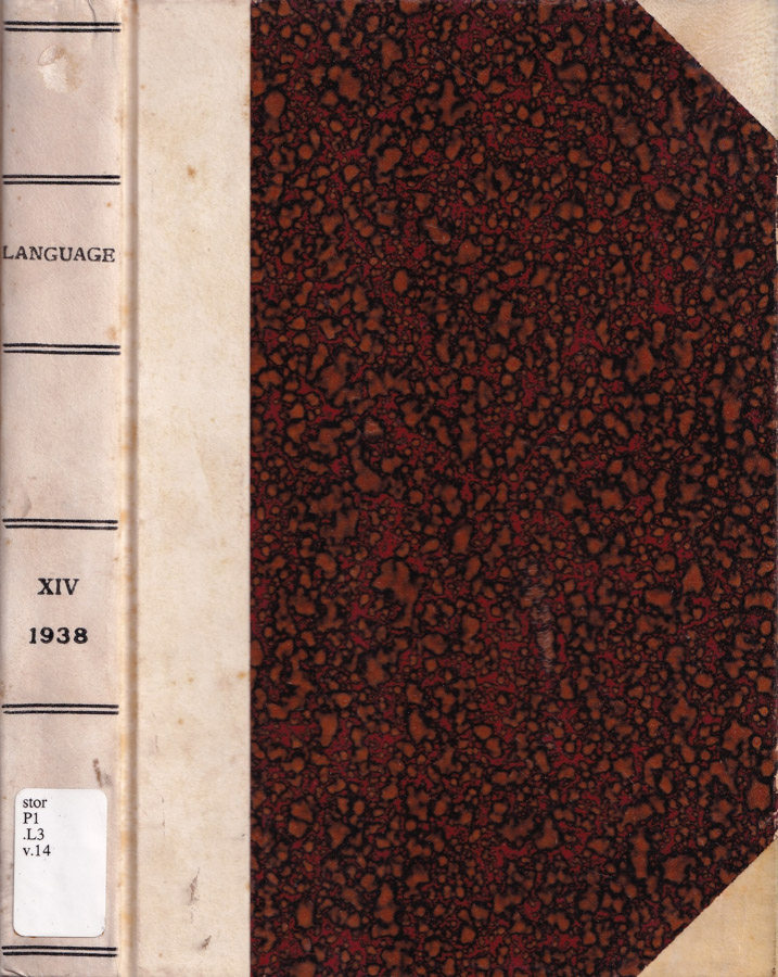 Language, volume XIV, anno 1938