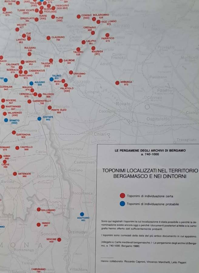 Le pergamene degli Archivi di Bergamo aa. 740-1000. Toponimi localizzati …