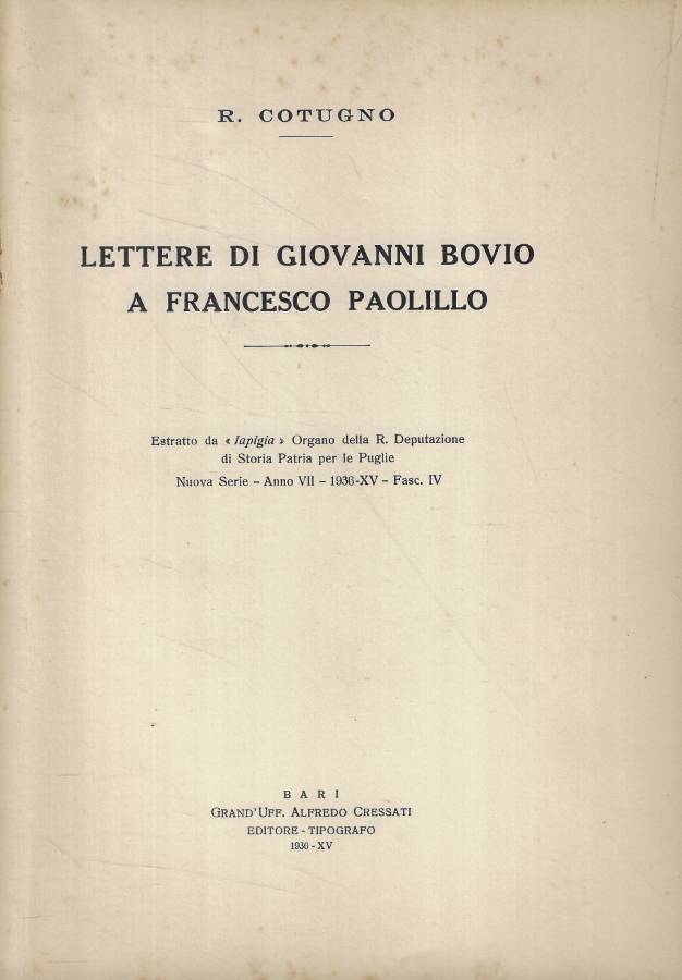 Lettere di Giovanni Bovio a Francesco Paolillo