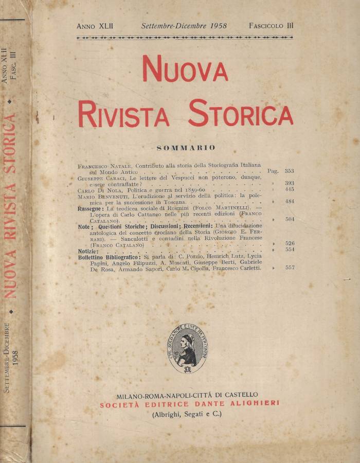 Nuova Rivista storica fasc. III Anno 1958