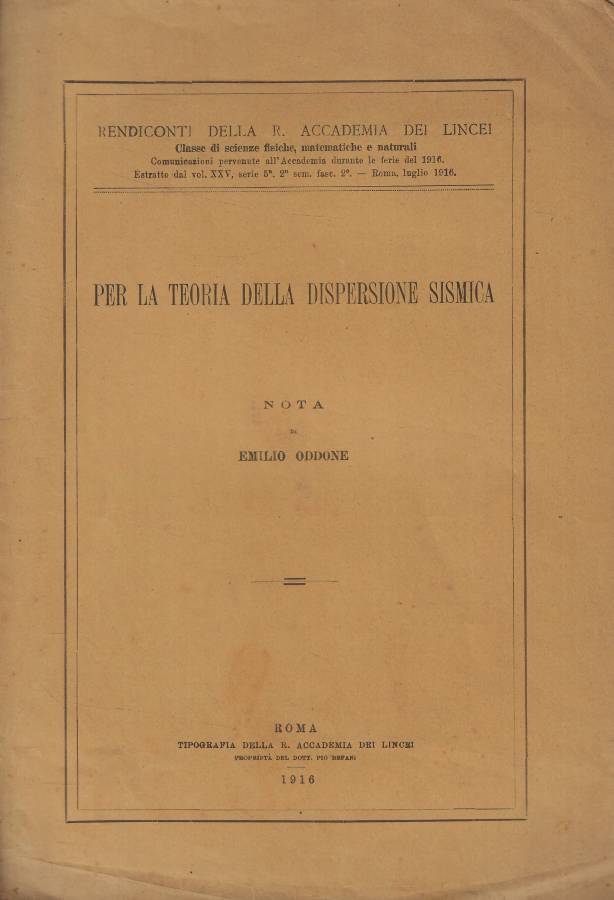 Per la teoria della dispersione sismica