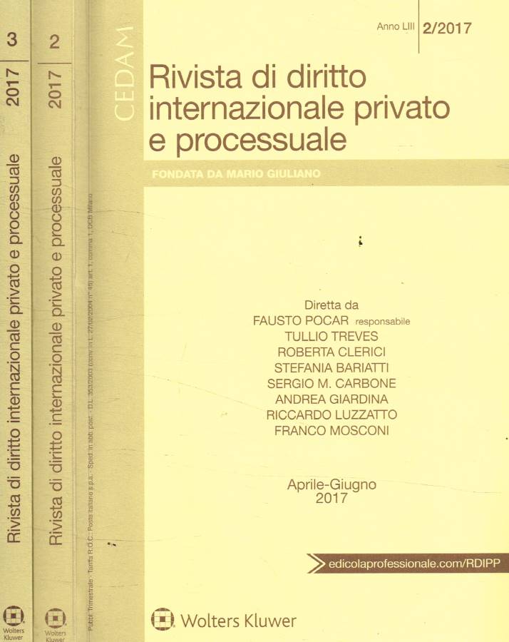 Rivista di diritto internazionale privato e processuale anno LIII, 2019, …