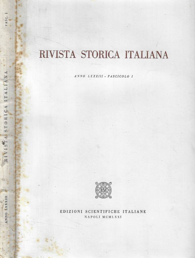 Rivista Storica Italiana fasc. I Anno 1971