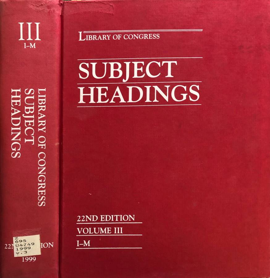 Subject headings vol III I-M