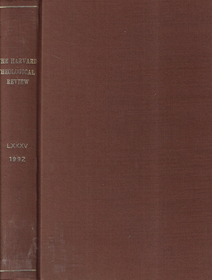 The Harvard thological review Volume LXXXV 1992