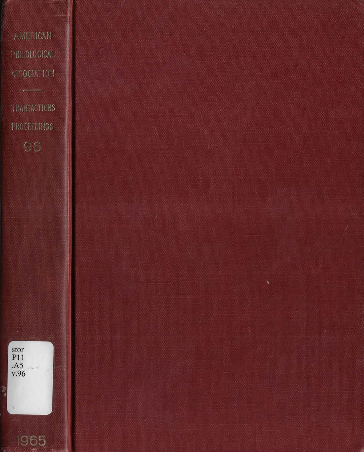 Transactions and proceedings of the American philological association Volume 96 …