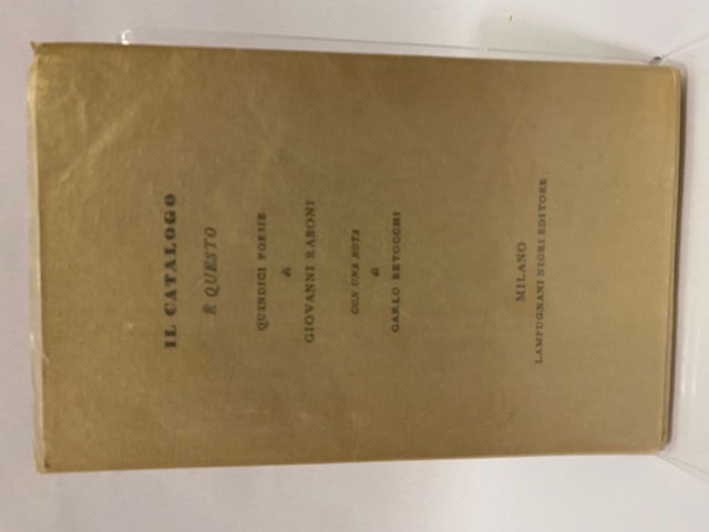 Il Catalogo è questo. Quindici poesie di Giovanni Raboni con …