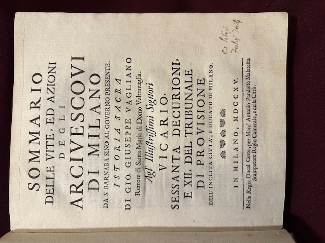Sommario delle vite ed, azioni degli arcivescovi di Milano da …