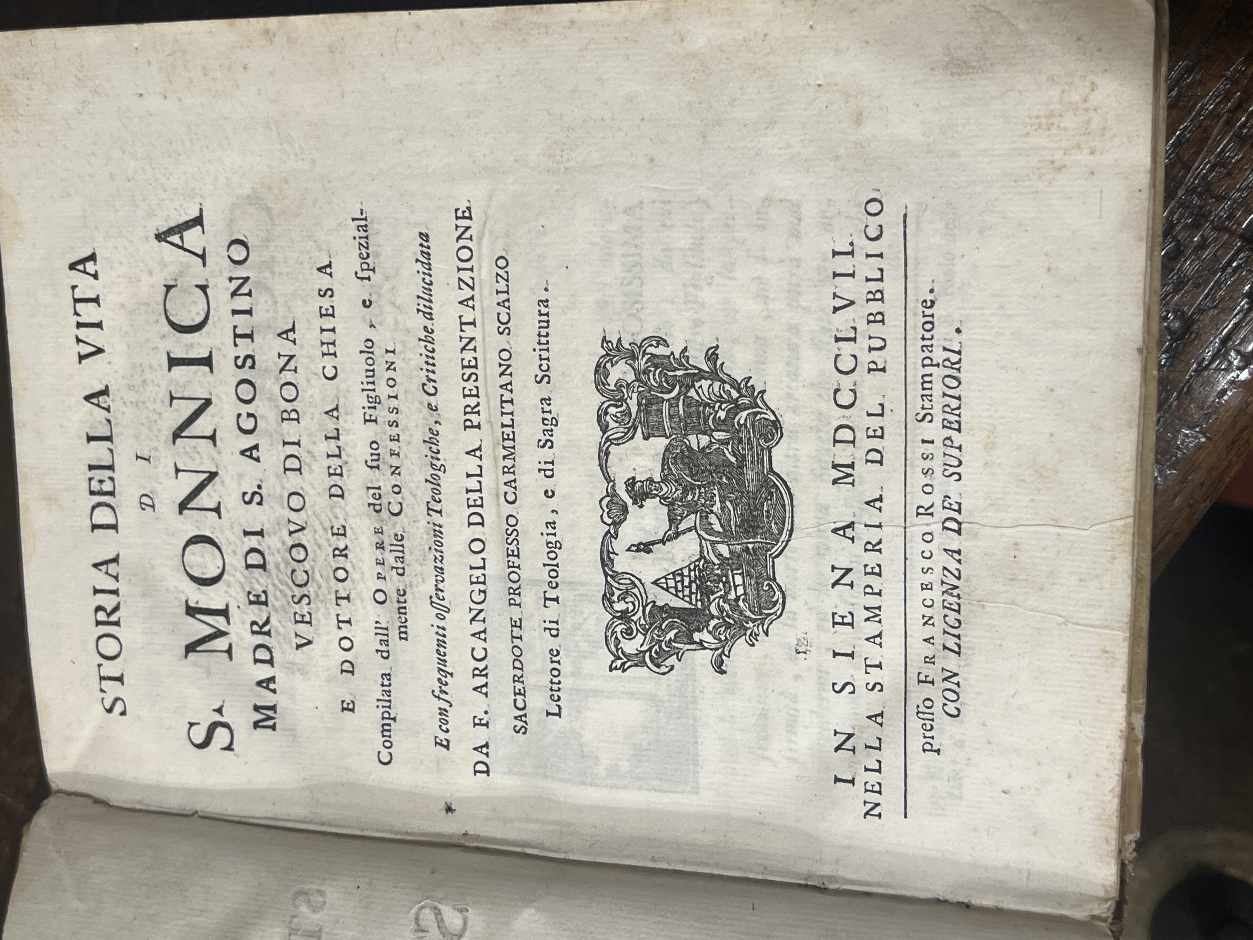 Storia della vita di S. Monica madre di S. Agostino …