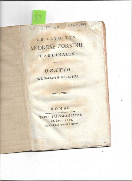 De laudibus Andreae Corsinii cardinalis. Oratio M. F. G. Schol. …