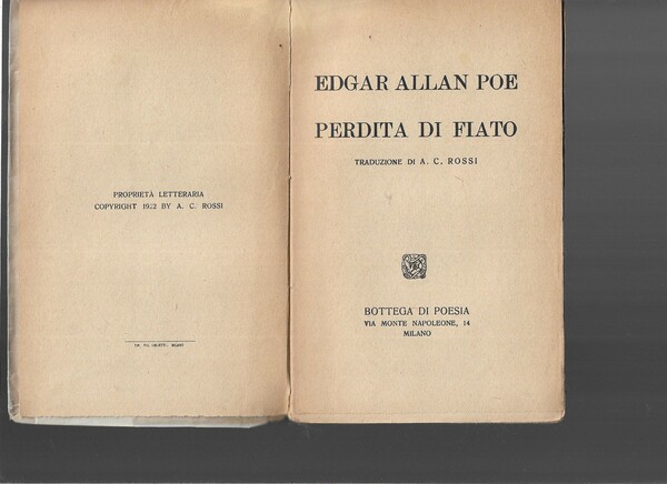 Perdita di fiato. Traduzione di A. C. Rossi.