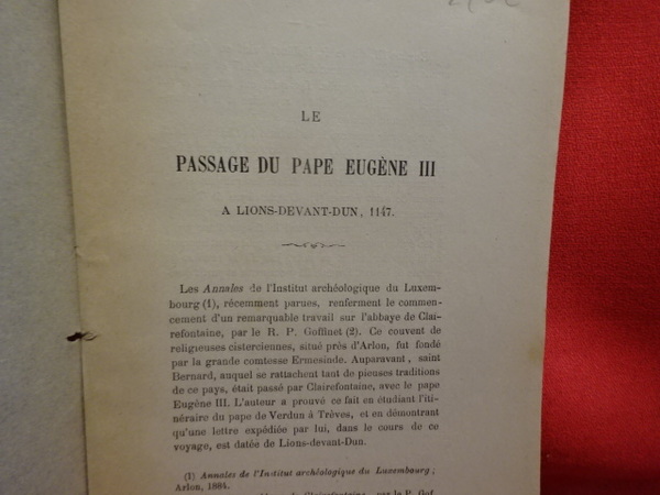 Le passage du pape Eugène III à Lions-devant-Dun, 1147.