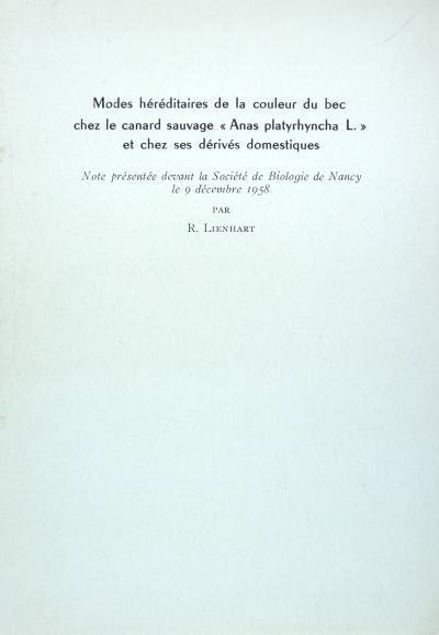 Modes héréditaires de la couleur du bec chez le canard …