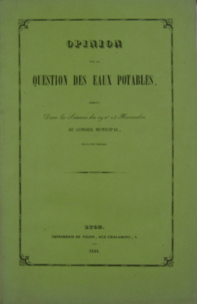 Opinion sur la question des eaux potables émise dans les …