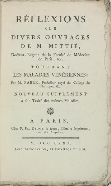 Réflexions sur divers ouvrages de M. Mittié, Docteur Régent de …