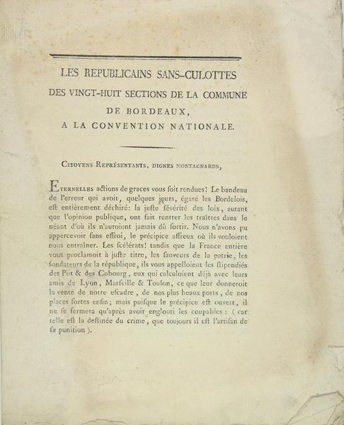 Les Républicains Sans Culottes des vingt huit sections de la …