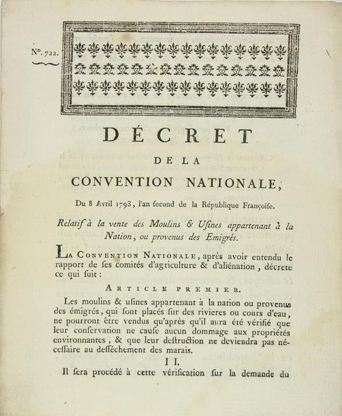 Décret n°722 de la Convention Nationale du 8 avril 1793, …