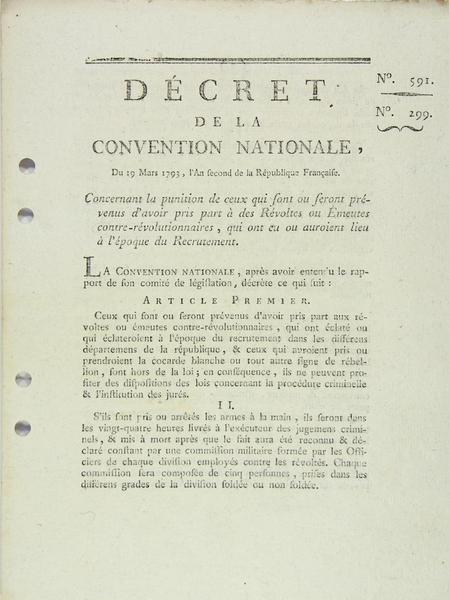 Décrets n° 591 et 299 de la Convention Nationale, du …