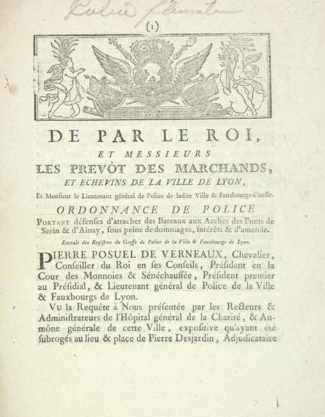 De par le Roi, et Messieurs les Prévôt des Marchands, …