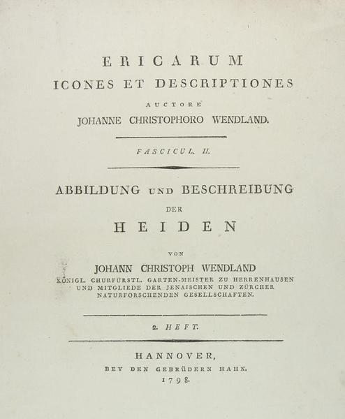 Ericarum icones et descriptiones - fascicul. II : Abbildung und …