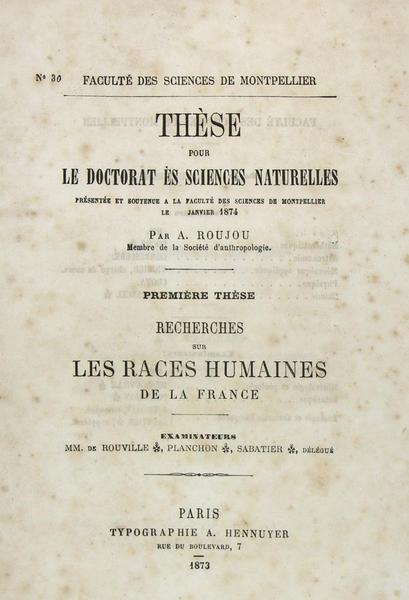 Recherches sur les races humaines de la France