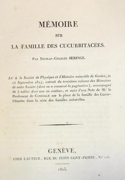 Mémoire sur la famille des cucurbitacées. Lu à la Société …