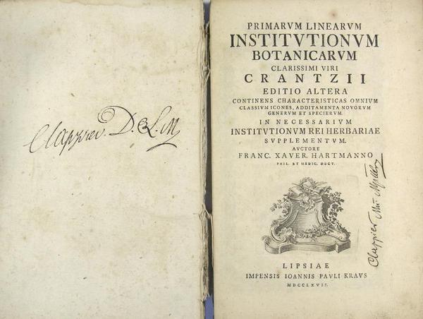 Primarum Linearum Institutionum Botanicarum Clasissimi viri crantzii - Editio Altera …