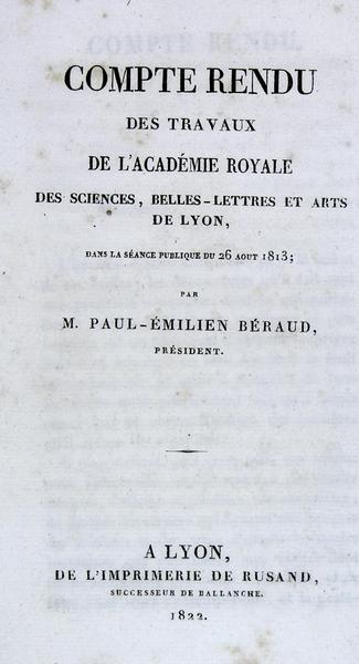 Compte rendu des travaux de l’académie royale des sciences, belles-lettres …