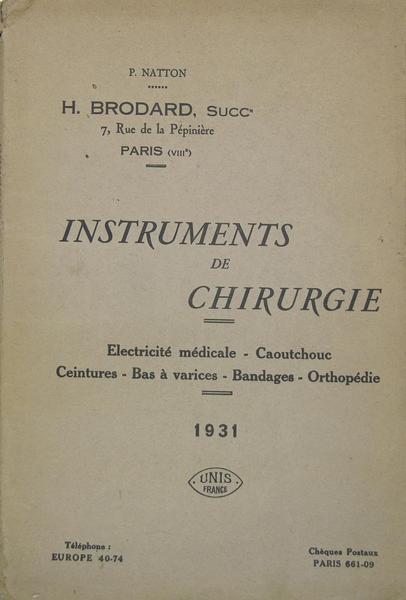 Instruments de chirurgie - Électricité médicale, caoutchouc, ceintures, bas à …