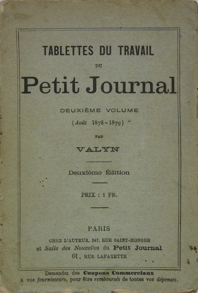 Tablettes du travail du Petit Journal - deuxième volume (1878-1879)