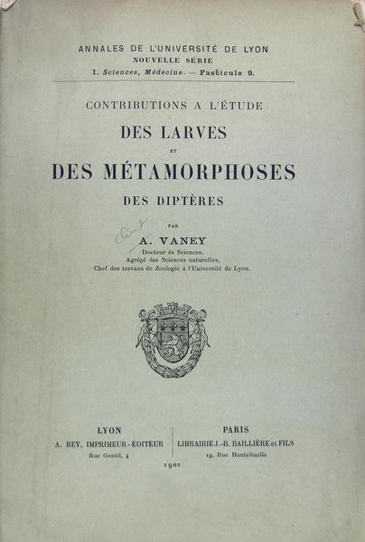 Contributions à l’étude des larves et des métamorphoses des diptères