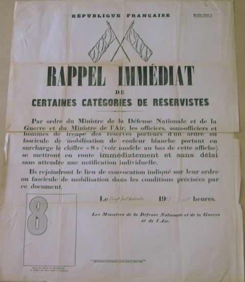 Rappel immédiat de certaines catégories de réservistes (8)