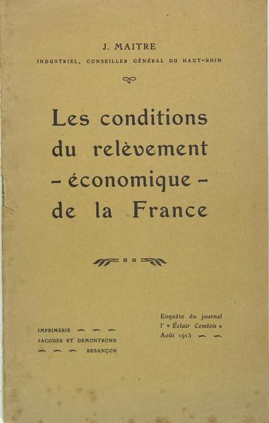 Les conditions du relèvement - économique - de la France …