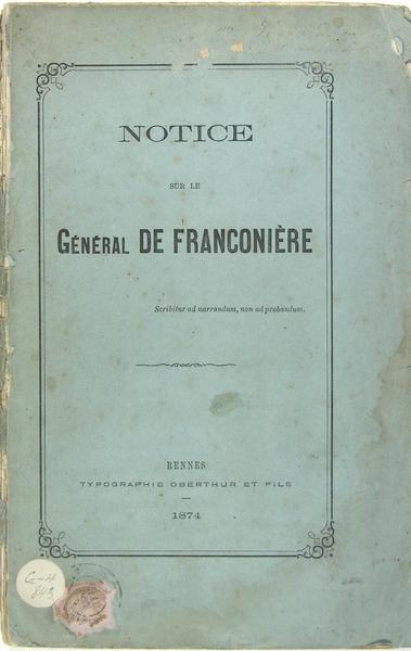 Notice sur le Général de Franconière