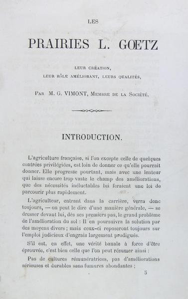 Les prairies L. Goetz - Leur création, leur rôle améliorant, …