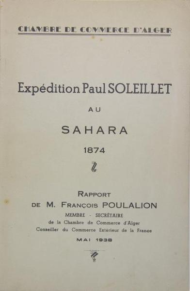 Expéditon Paul Soleillet au Sahara 1874