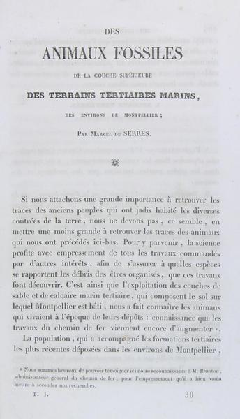 Des animaux fossiles de la couche supérieure des terrains tertiaires …