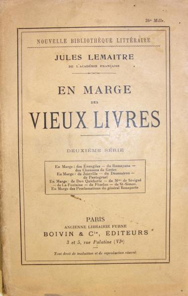 En marge des vieux livres. Deuxième série.