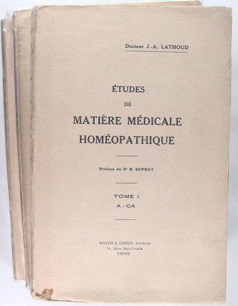 Etudes de matière médicale homéopathique - tome 1 - 2 …