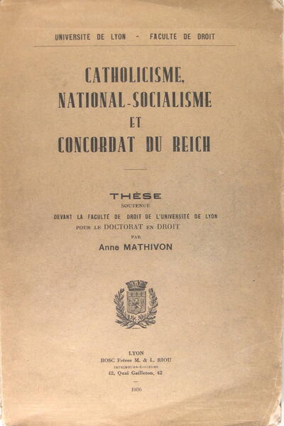 Catholicisme National - Socialisme et concordat du Reich.