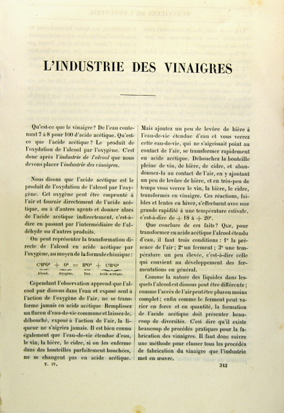 L’industrie des vinaigres