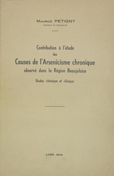 Contribution à l’étude des CAUSES DE L’ARSENICISME CHRONIQUE observé dans …