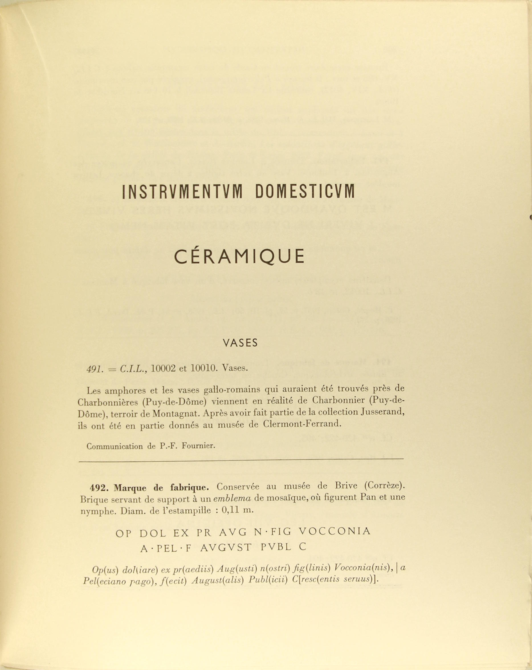 Inscriptions Latines des Trois Gaules - XVIIém supplément à "Gallia".