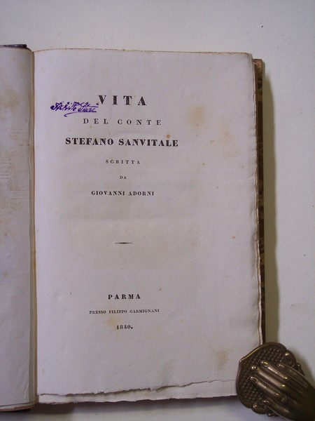 Vita del Conte Stefano Sanvitale scritta da Giovanni Adorni.