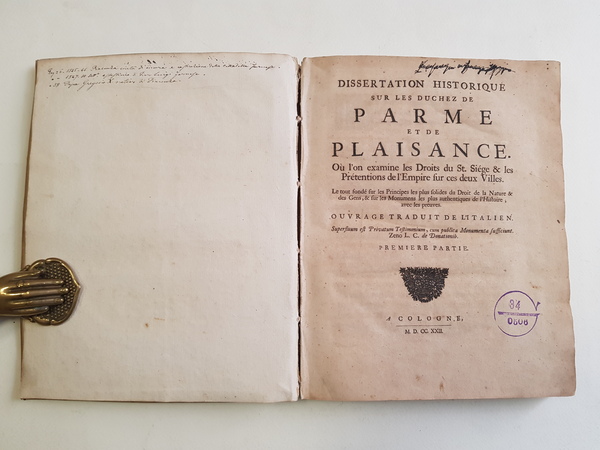 Dissertation historique sur les Duchez de Parme et de Plaisance. …