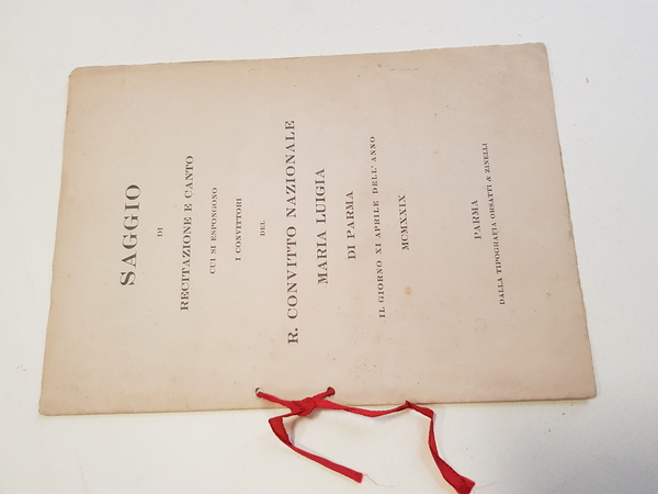 Saggio di recitazione e canto cui si espongono i convittori …