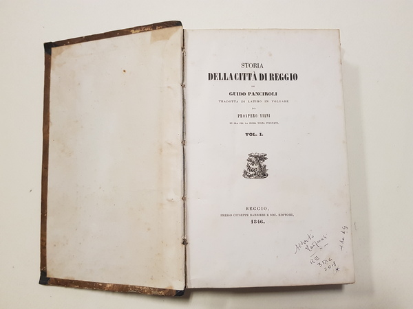 Storia della città di Reggio di Guido Panciroli, tradotta per …